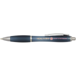 Recycled plastic click pen with grip, black ink bondi blue colour
