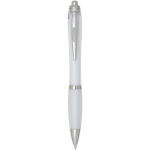 Recycled plastic click pen with grip, black ink transparent colour