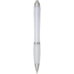 Recycled plastic click pen with grip, black ink transparent colour second rear view