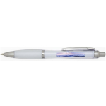 Recycled plastic click pen with grip, black ink transparent colour