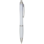 Recycled plastic click pen with grip, black ink transparent colour second side view