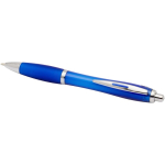 Recycled plastic click pen with grip, black ink royal blue colour second view