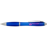 Recycled plastic click pen with grip, black ink royal blue colour