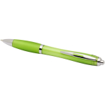 Recycled plastic click pen with grip, black ink lime colour second view