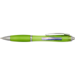 Recycled plastic click pen with grip, black ink lime colour