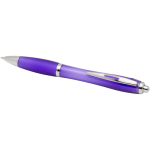 Recycled plastic click pen with grip, black ink purple colour second view