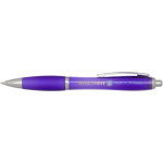 Recycled plastic click pen with grip, black ink purple colour