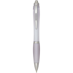Recycled plastic click pen with grip, black ink lilac colour