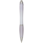 Recycled plastic click pen with grip, black ink lilac colour second rear view