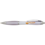 Recycled plastic click pen with grip, black ink lilac colour