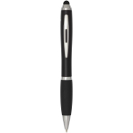 Twist-action ballpoint pen with stylus and soft grip, blue ink black colour