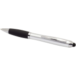 Twist ballpoint pen with stylus and soft grip, black ink silver colour second view