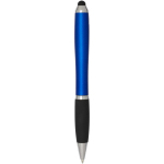 Twist ballpoint pen with stylus and soft grip, black ink royal blue colour second rear view