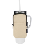 Water-repellent bottle bag with zip and Velcro fastening brown colour third view