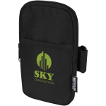 Water-repellent bottle bag with zip and Velcro fastening black colour transfer printing view