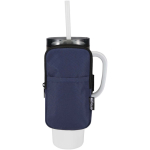 Water-repellent bottle bag with zip and Velcro fastening navy-blue colour third view
