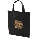 Recycled heat-sealed non-woven mini tote bag 3L black colour screen printing view