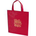 Recycled heat-sealed non-woven mini tote bag 3L red colour screen printing view