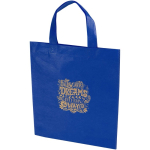 Recycled heat-sealed non-woven mini tote bag 3L royal blue colour screen printing view