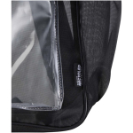 Transparent recycled mesh backpack with front pocket 18L black colour close-up view 1