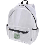 Transparent recycled mesh backpack with front pocket 18L white colour screen printing view