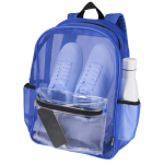 Transparent recycled mesh backpack with front pocket 18L royal blue colour second view