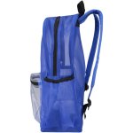 Transparent recycled mesh backpack with front pocket 18L royal blue colour side view
