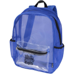 Transparent recycled mesh backpack with front pocket 18L royal blue colour screen printing view