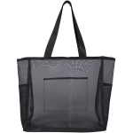 Transparent recycled mesh tote bag with zip 23L black colour second rear view