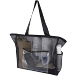 Transparent recycled mesh tote bag with zip 23L black colour second view