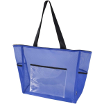 Transparent recycled mesh tote bag with zip 23L royal blue colour
