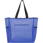 Transparent recycled mesh tote bag with zip 23L royal blue colour second rear view