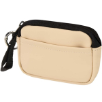 Recycled synthetic leather wallet with ring and zip brown colour