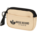 Recycled synthetic leather wallet with ring and zip brown colour transfer printing view