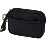 Recycled synthetic leather wallet with ring and zip black colour