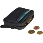 Recycled synthetic leather wallet with ring and zip black colour second view