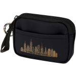 Recycled synthetic leather wallet with ring and zip black colour transfer printing view