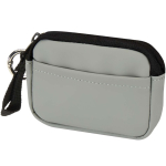 Recycled synthetic leather wallet with ring and zip grey colour