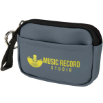 Recycled synthetic leather wallet with ring and zip bondi blue colour transfer printing view