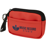 Recycled synthetic leather wallet with ring and zip mahogany colour transfer printing view