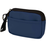 Recycled synthetic leather wallet with ring and zip navy-blue colour