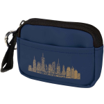 Recycled synthetic leather wallet with ring and zip navy-blue colour transfer printing view