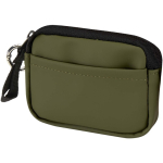 Recycled synthetic leather wallet with ring and zip dark green colour