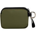 Recycled synthetic leather wallet with ring and zip dark green colour second rear view