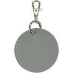 Round recycled synthetic leather keyring with integrated ring grey colour second rear view