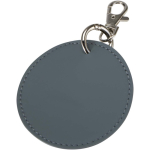 Round recycled synthetic leather keyring with integrated ring bondi blue colour