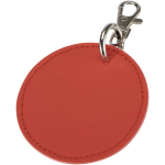 Round recycled synthetic leather keyring with integrated ring mahogany colour