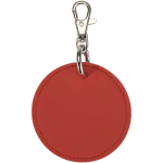 Round recycled synthetic leather keyring with integrated ring mahogany colour second rear view