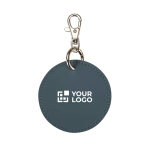 Round recycled synthetic leather keyring with integrated ring main view