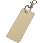 Rectangular recycled synthetic leather keyring with ring brown colour